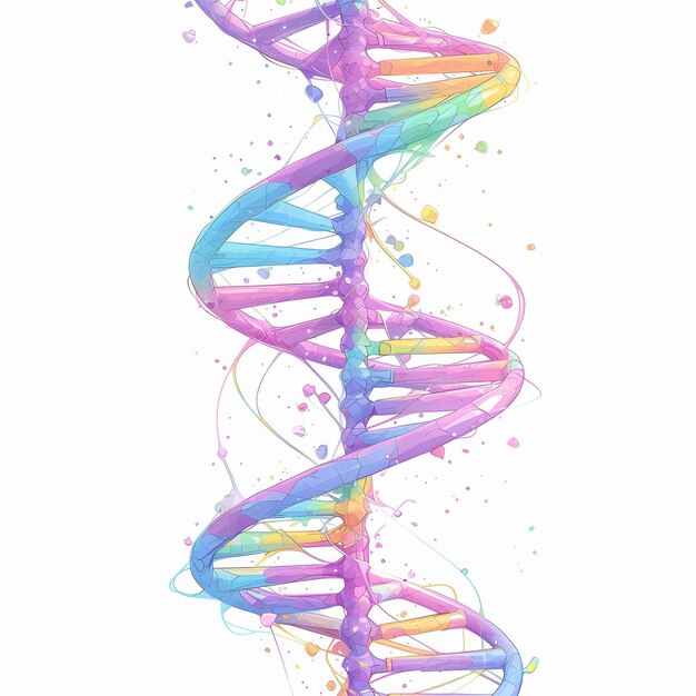 写真 活気のある水彩画 dna ヘリックス 科学と遺伝学の芸術的コンセプト