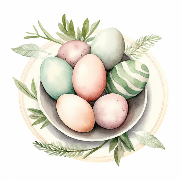 Photo vibrant watercolor easter eggs on white background