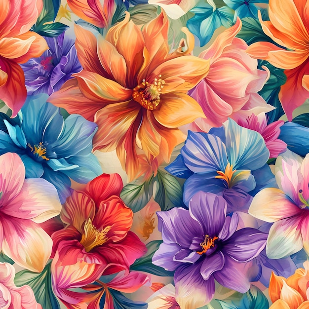 Photo vibrant watercolor floral pattern by sung kim lois van baarle