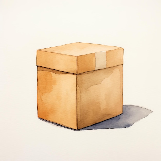 Photo vibrant watercolor illustration of a box with realistic light and color