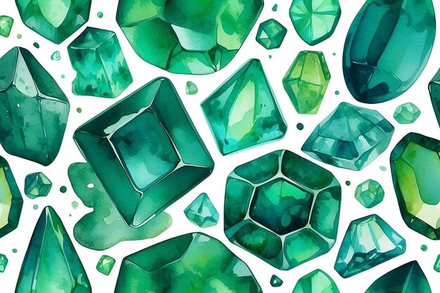 Vibrant Watercolor Illustration of a Green Gemstone Generative AI