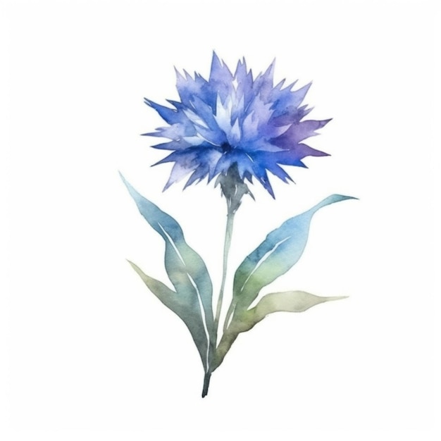 Vibrant watercolor image capturing the essence of a cornflower