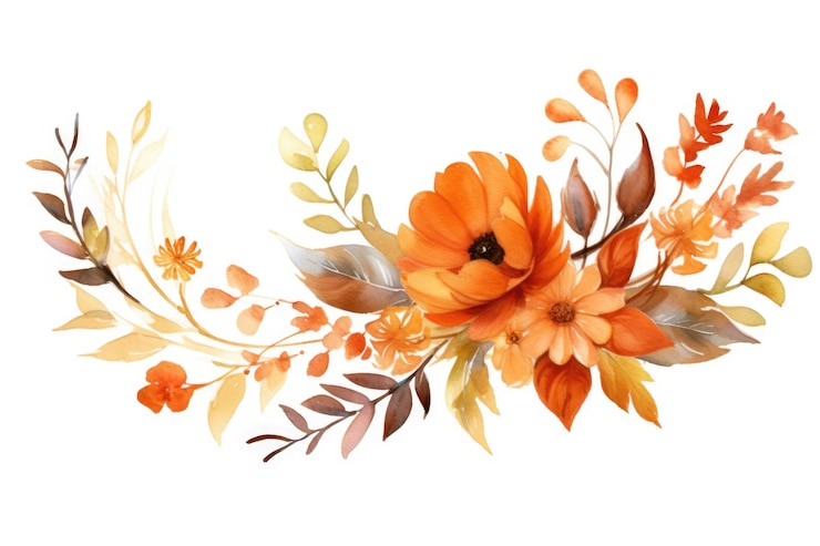 Photo a vibrant watercolor painting of orange flowers on a clean white background this beautiful artwork captures the delicate details and vibrant colors of the flowers