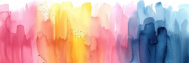 Vibrant watercolor rainbow banner with a dreamy spatter effect symbolizing hope and diversity in rich flowing colors