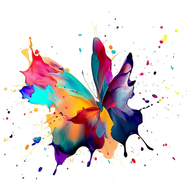 Vibrant Watercolor Splash with Multicolors and Rainbow on White Background FreePik Download