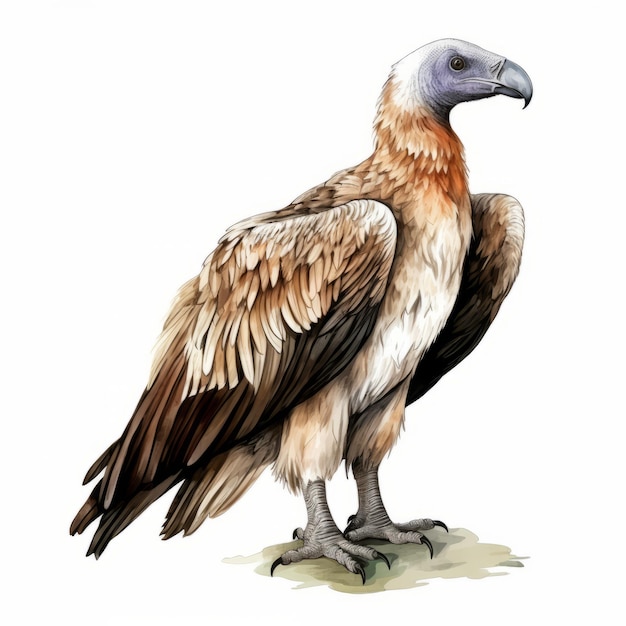 Vibrant Watercolor Vulture A Realistic and Engaging HandDrawn Animal for Kids' Learning and Compos