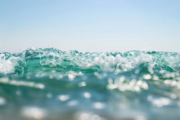 A vibrant wave in the ocean captured in motion with a blurry effect showcasing the fluidity and power of nature