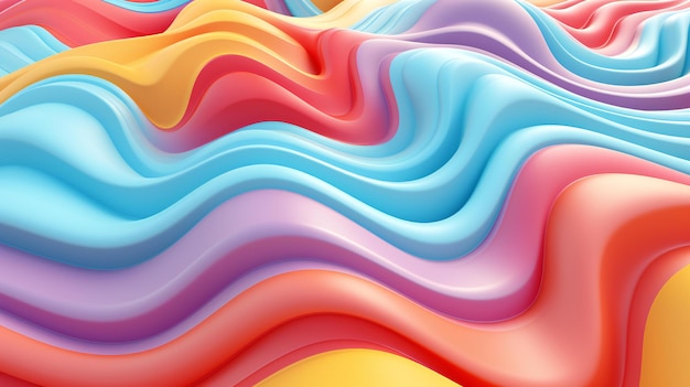 パステル色と形の鮮やかな抽象的な交響曲で 活気のある色の波が踊ります