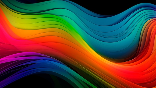 Vibrant Waves An Eyecatching Abstract Curved Multicolor Motion Gradient Background Generative AI