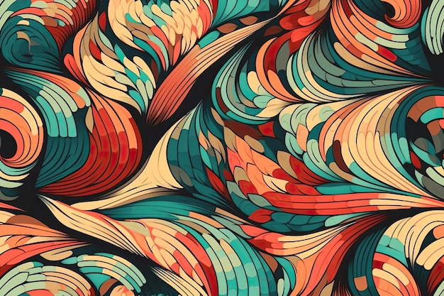 Vibrant wavy pattern on a dark backdrop