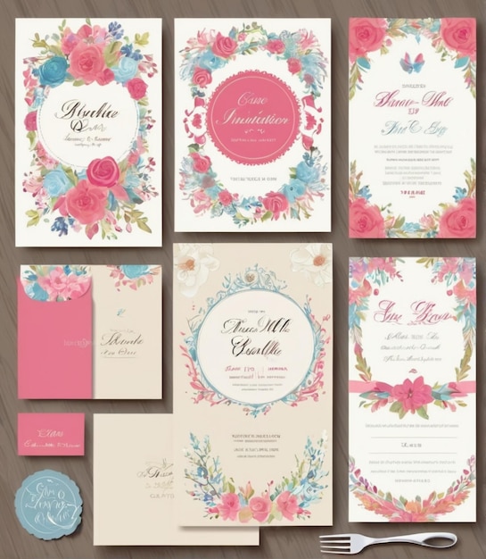 活気のある結婚式の招待カードのテンプレート カラフルなデザイン要素