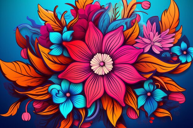 Vibrant and whimsical floral design a 32 vector poster