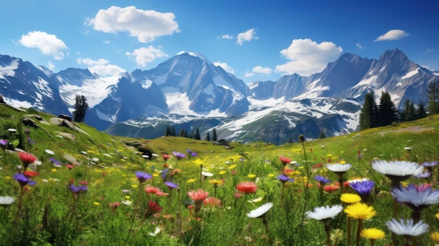 Vibrant Wildflower Display in the Alpine Meadow