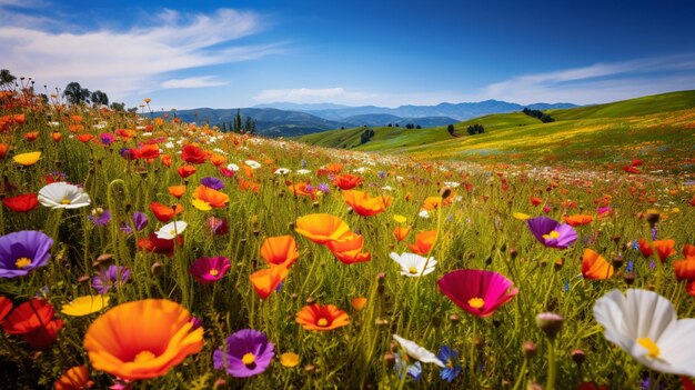 Vibrant wildflower meadow showcases beauty in nature color