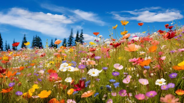 Vibrant wildflower meadow showcases beauty in nature color