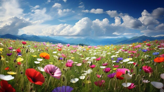 Foto il vivace prato di fiori selvatici mette in mostra la bellezza della natura