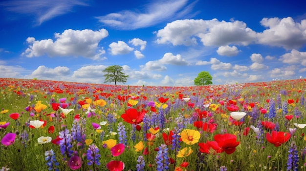 Vibrant wildflower meadow showcases nature beauty