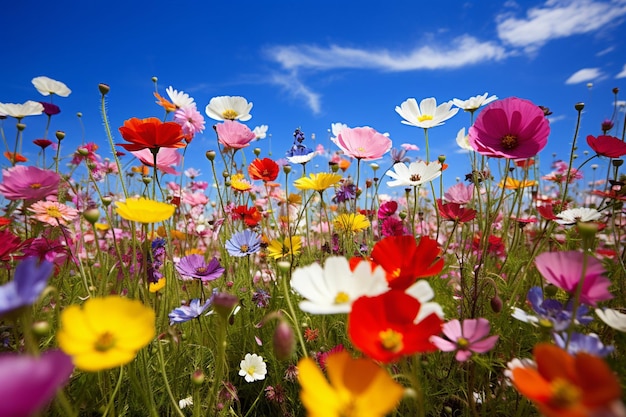 Vibrant wildflowers carpeting a meadow