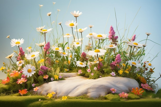 Vibrant Wildflowers in Miniature 3D Scene