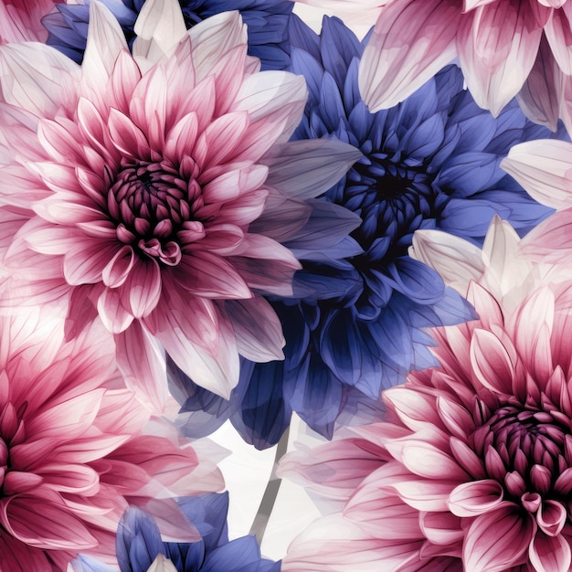 Vibrant XrayStyle Watercolor Dahlia Flowers AI Generated