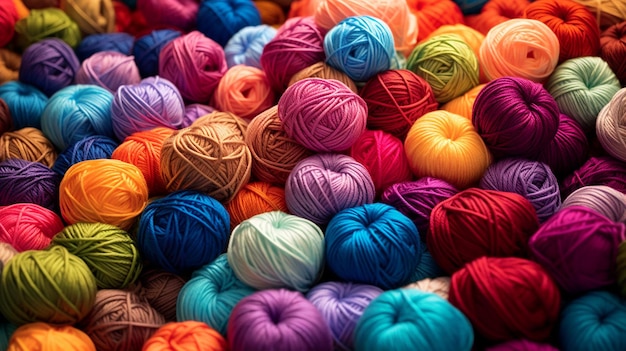 Vibrant Yarn Balls Arranged in Opulent Style