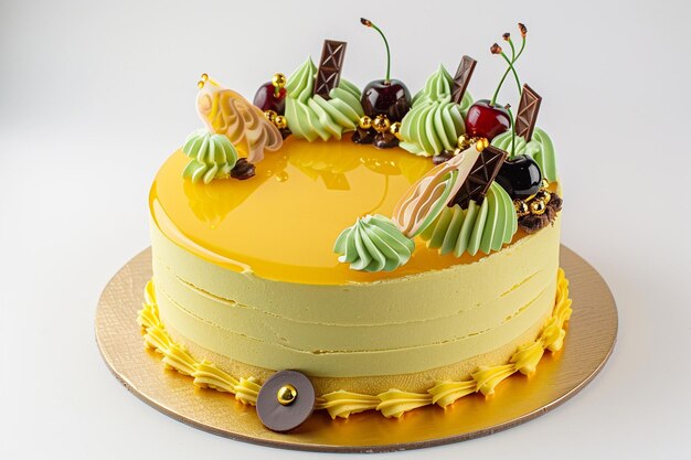 Vibrant Yellow Cake With Green Swirls