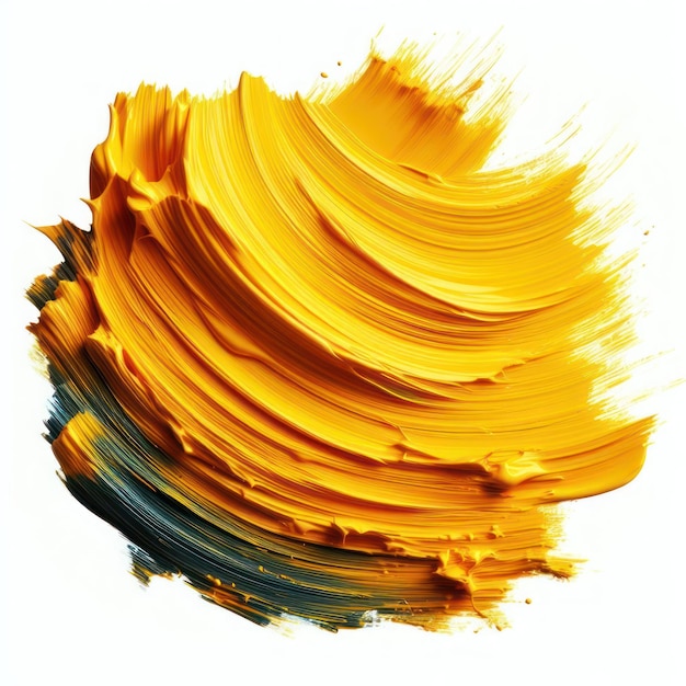 Foto vibrante giallo pennello stroke pennello struttura pennello smear isolato su sfondo bianco