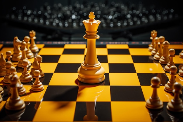 Premium AI Image  A yellow background accentuates the presence of chess  pieces and the board Vertical Mobile Wallpaper