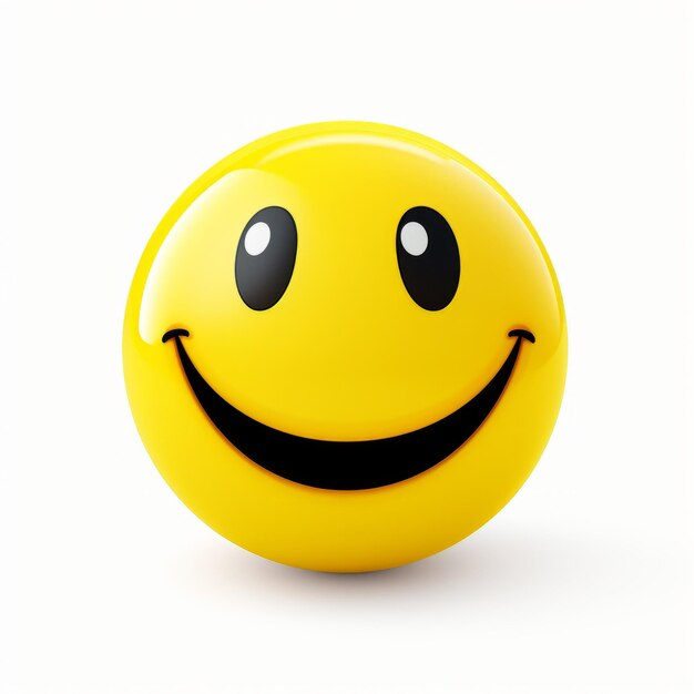 Photo vibrant yellow smiley face on white background vray tracing sculpture