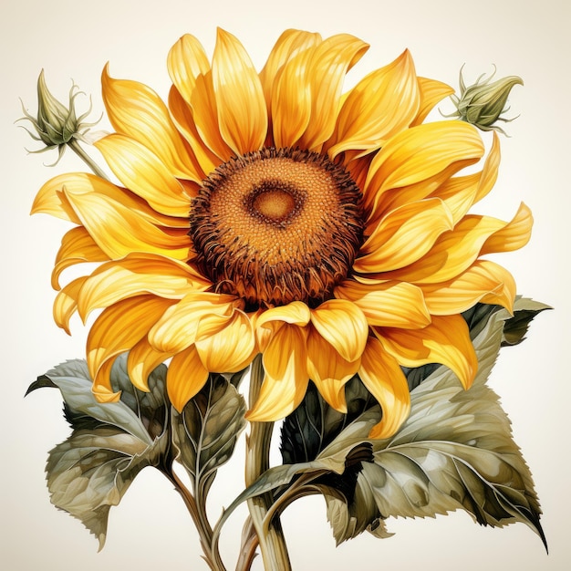 Vibrant Yellow Sunflower Watercolor Clipart