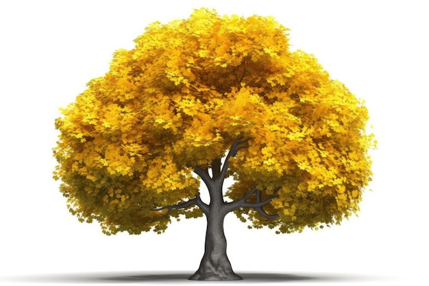 Vibrant yellow tree with lush foliage Generative AI