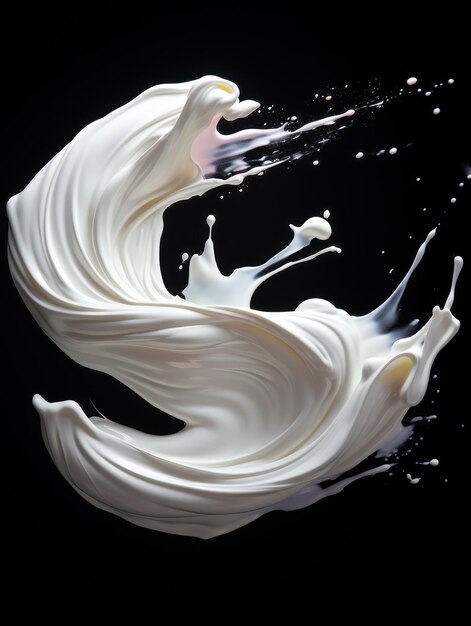 Vibrant yoghurt splashes in MidAir op geïsoleerde zwarte studio achtergrond