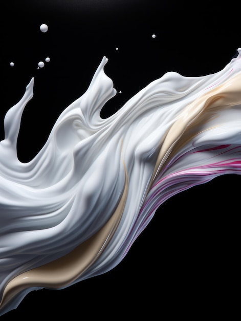 Vibrant yoghurt splashes in MidAir op geïsoleerde zwarte studio achtergrond