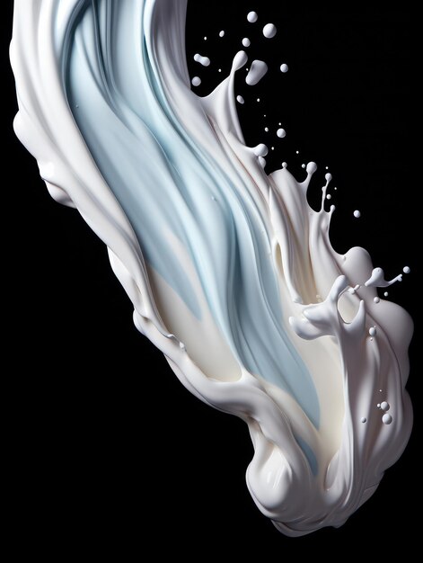 Foto vibrant yoghurt splashes in midair op geïsoleerde zwarte studio achtergrond
