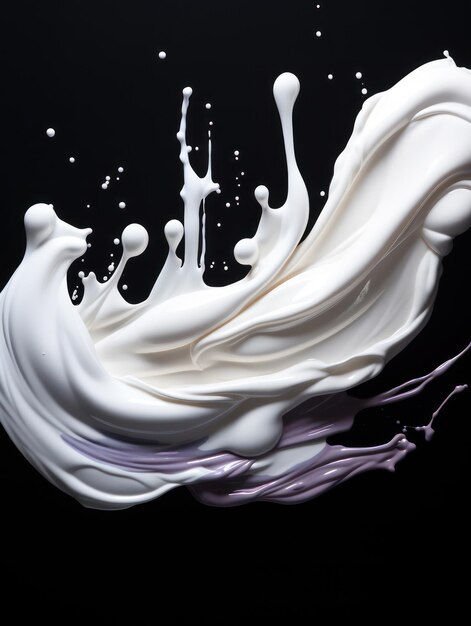 Vibrant yoghurt splashes in MidAir op geïsoleerde zwarte studio achtergrond