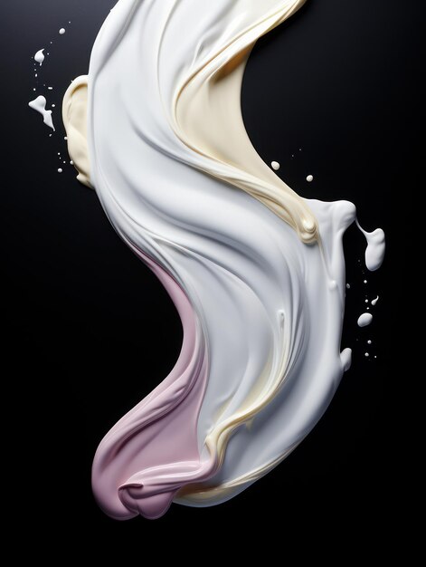 Vibrant yoghurt splashes in MidAir op geïsoleerde zwarte studio achtergrond