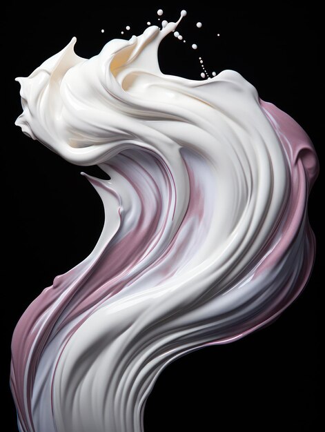 Vibrant Yogurt Splashes in MidAir on Isolated Black Studio Background