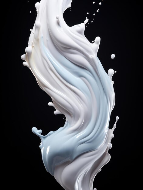 Vibrant Yogurt Splashes in MidAir on Isolated Black Studio Background