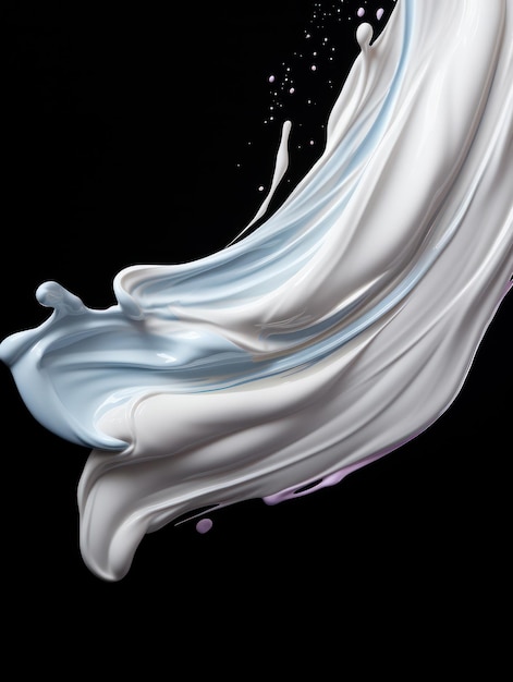Vibrant Yogurt Splashes in MidAir on Isolated Black Studio Background