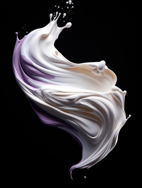 Vibrant Yogurt Splashes in MidAir on Isolated Black Studio Background