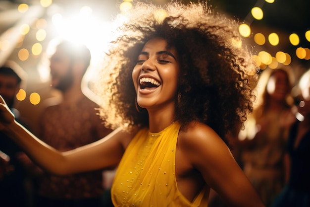 Vibrant young woman dancing for her friends at a party