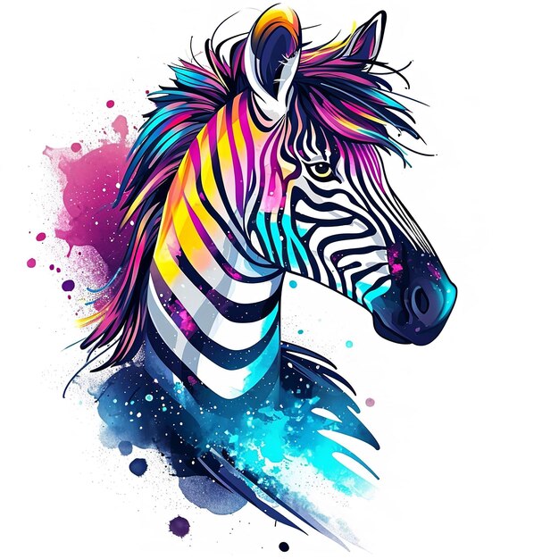 Vibrant zebra unicorn hybrid galaxythemed mystical aura