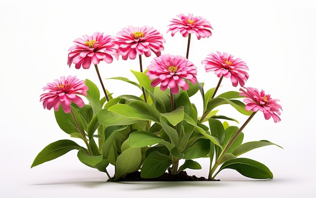 Vibrant Zinnia Blossom on White Background