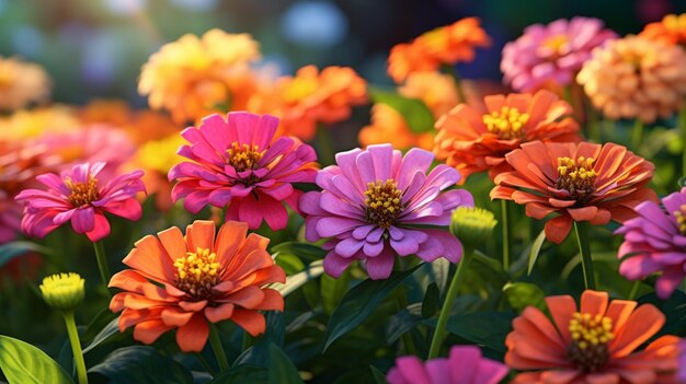 Vibrant zinnia floral background