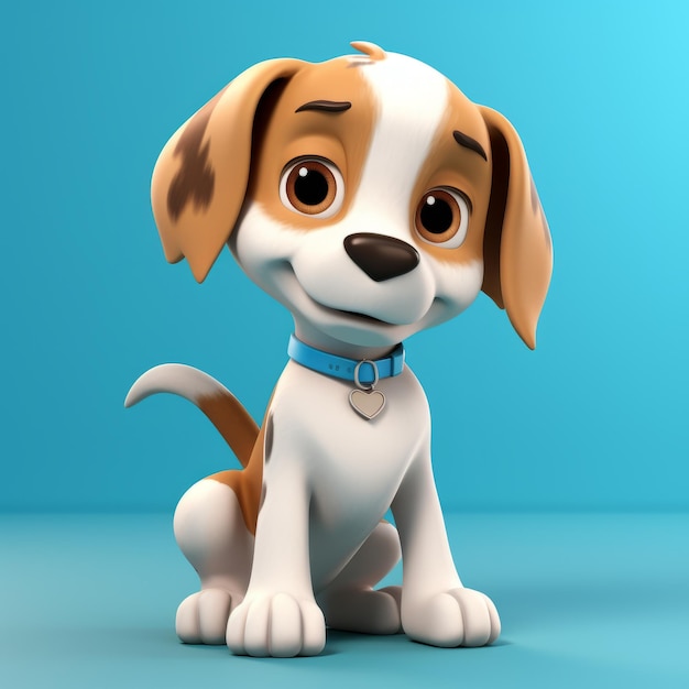 Vibrante 3D-weergave van een schattige Beagle puppy in filmische Chibi-stijl