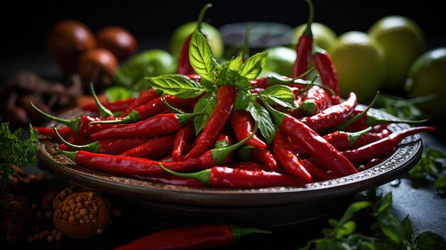 Foto vibrante paprika's kleurrijke paprika's met levendige tinten generatieve ai