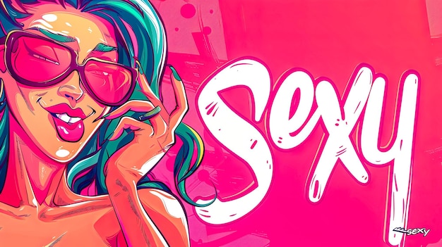 Vibrante pop art vrouw met sexy tekst