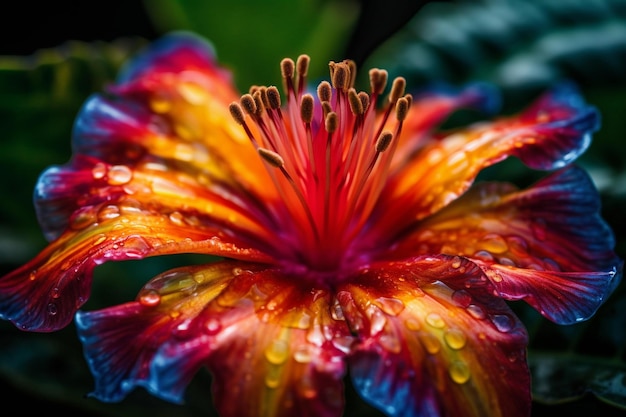 A vibrantly colored exotic tropical flower