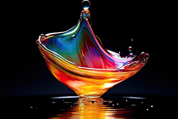 vibrantly colored water droplet splashing