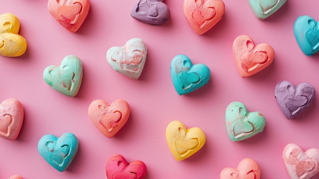 Vibrerende harten versieren een roze achtergrond die liefde verspreidt voor Valentijnsdag.